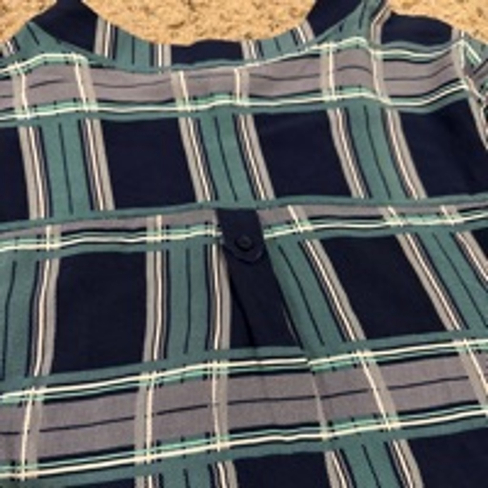 Women's 41 HAWTHORN Plaid Blouse Size L Blue Green - Picture 7 of 7